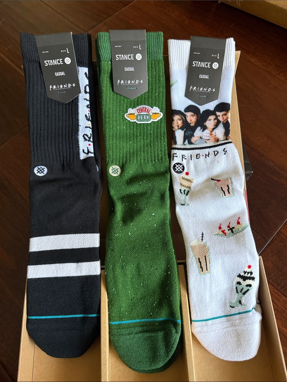 Stance FRIENDS Crew Socks - Black, Green, White - 3-Pack
